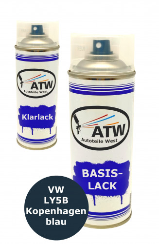 Autolack für VW LY5B Kopenhagenblau+400ml Klarlack Set